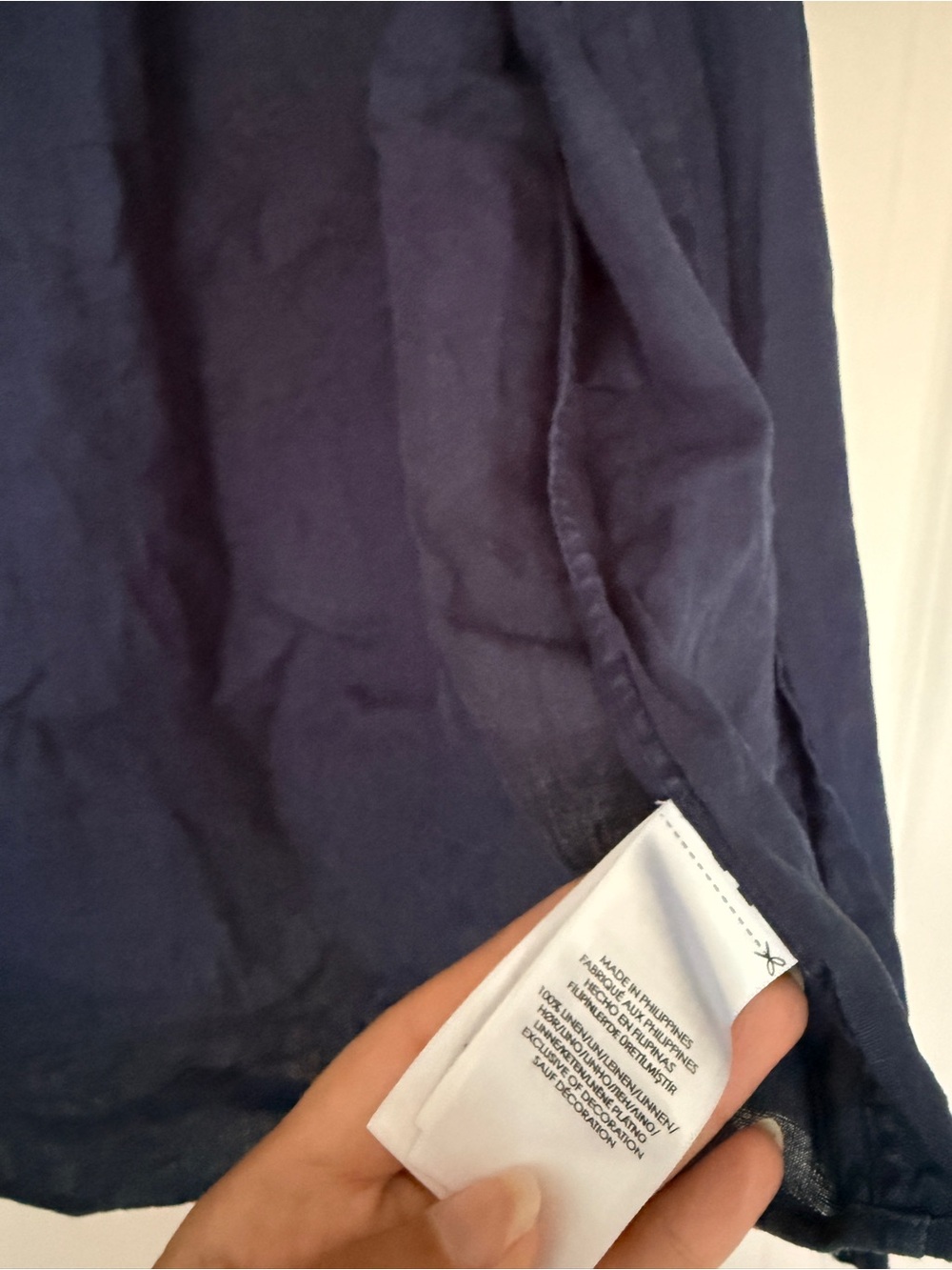 Ralph Lauren Navy Linen Short-Sleeve Button-Down Shirt with Red Pony - Picture 3 of 4